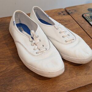 Keds Champion Originals Leather Sneakers White Size 8.5 Wide Lace Up